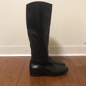 Max Mara black leather knee boots size 38.5